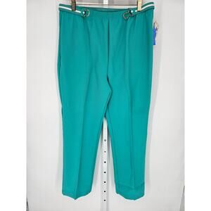 Cantada Women's Green High Rise Elastic Waist Belt Fit Pull On Pant Size 14P